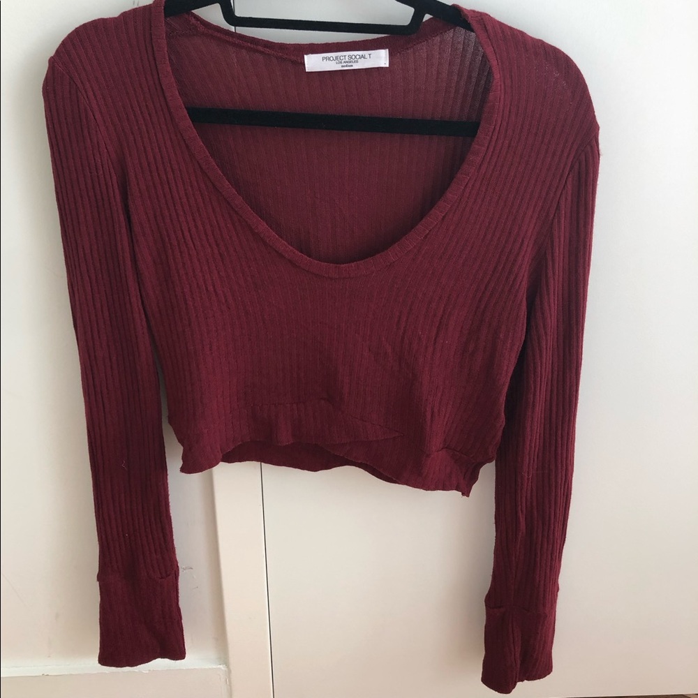 Aritza Ribbed Maroon Long Sleeve Tee Worn Once